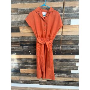NotPerfectLinen boho lagenlook midi Perth dress burnt orange size S